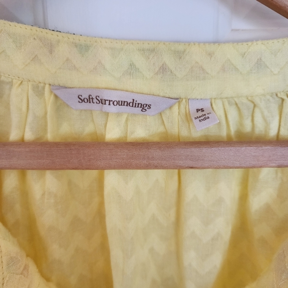 Soft surrondings boho tunic top flowy embroidered cotton lemon drop sizepsmall - Picture 6 of 10